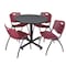 Kobe Kobe Round Table & Chair Set, Wood, Metal, Plastic Top, Grey TKB42RNDGY47BY - alternate 1